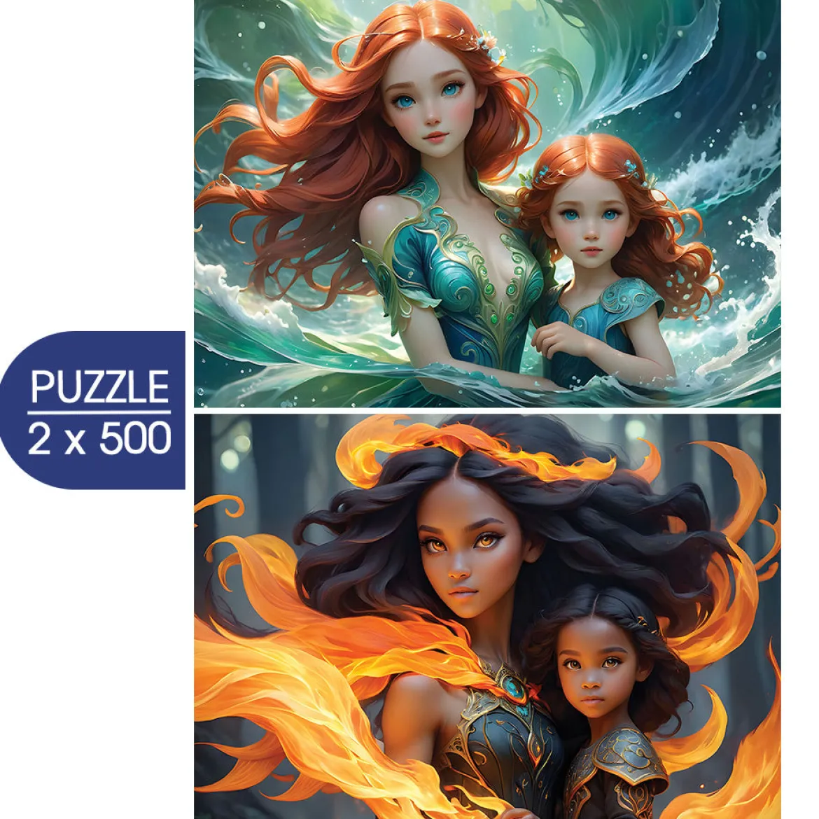Alipson Puzzle 2 x 500 Palan PalapeliL'Eau et le Feu - Collection Mère et Fille