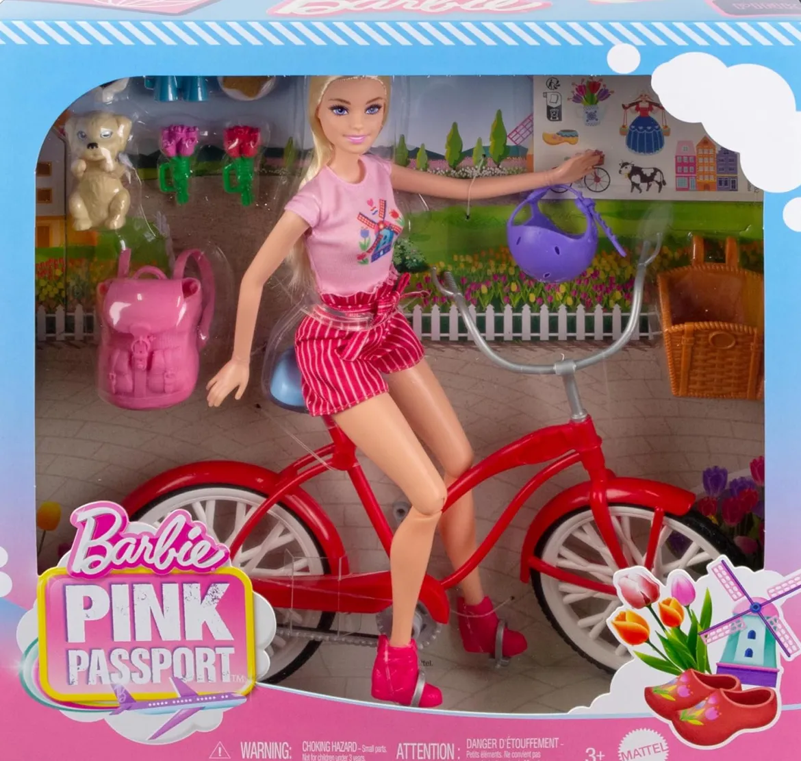 Barbie Pink Passport Nukke, Polkupyörä ja Tarvikkeet