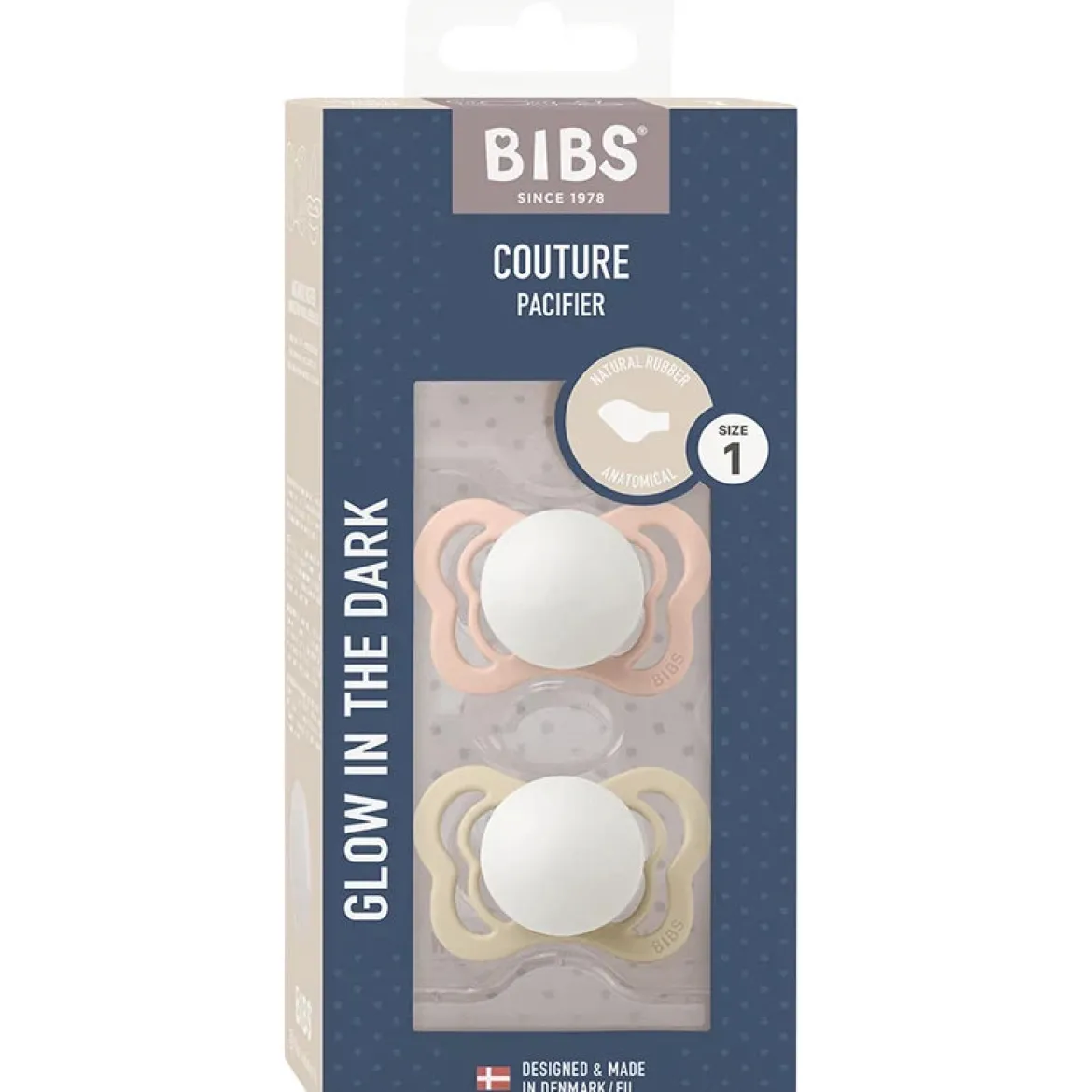 BIBS Couture Glow In The Dark Tutti 2kpl Koko 1 Blush GLOW/Vanilla GLOW