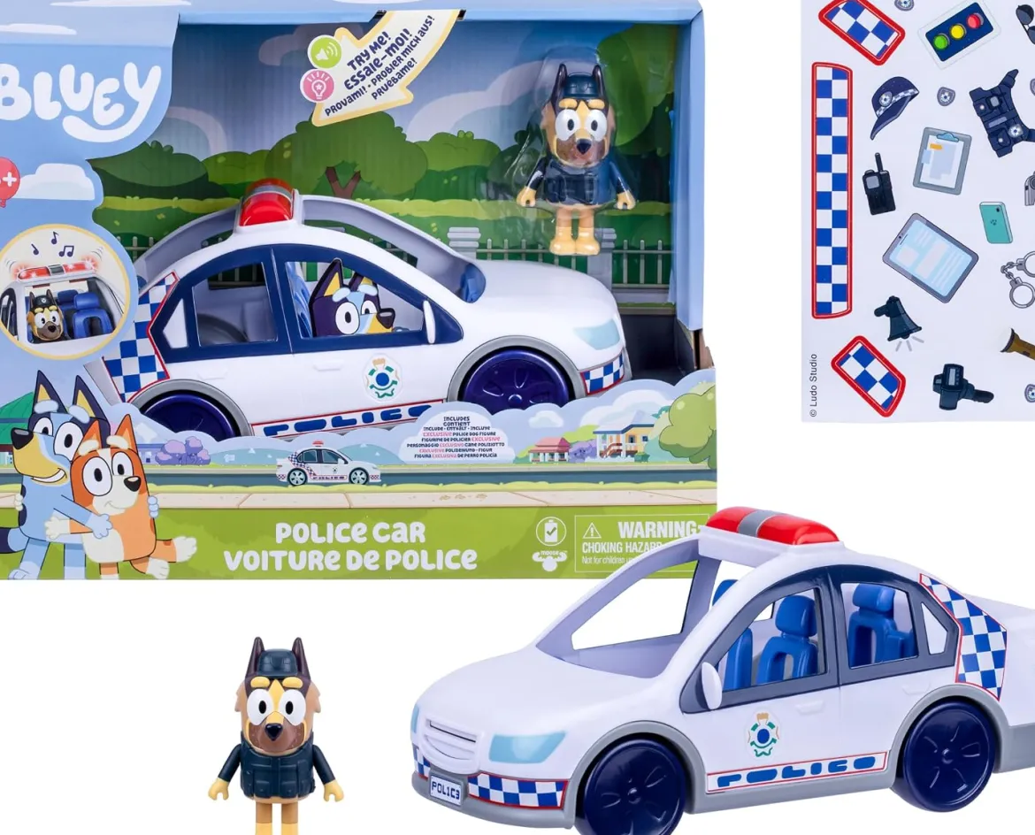 Bluey Poliisiauto Äänellä ja Valolla ja Hahmo