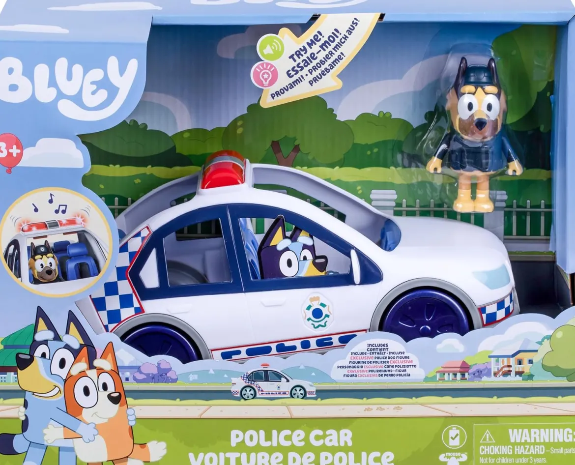 Bluey Poliisiauto Äänellä ja Valolla ja Hahmo