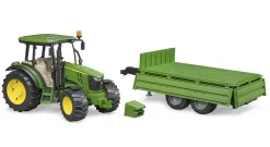 Bruder John Deere 5115M Traktori ja Peräkärry 1:16