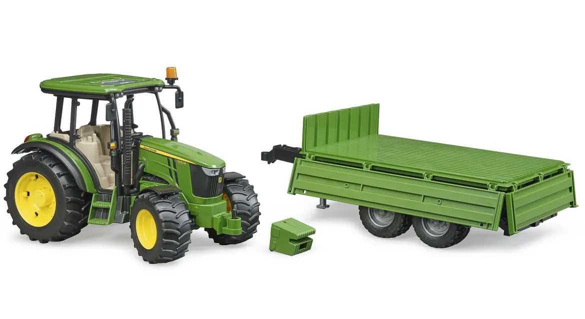 Bruder John Deere 5115M Traktori ja Peräkärry 1:16