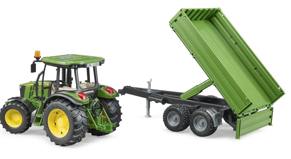 Bruder John Deere 5115M Traktori ja Peräkärry 1:16
