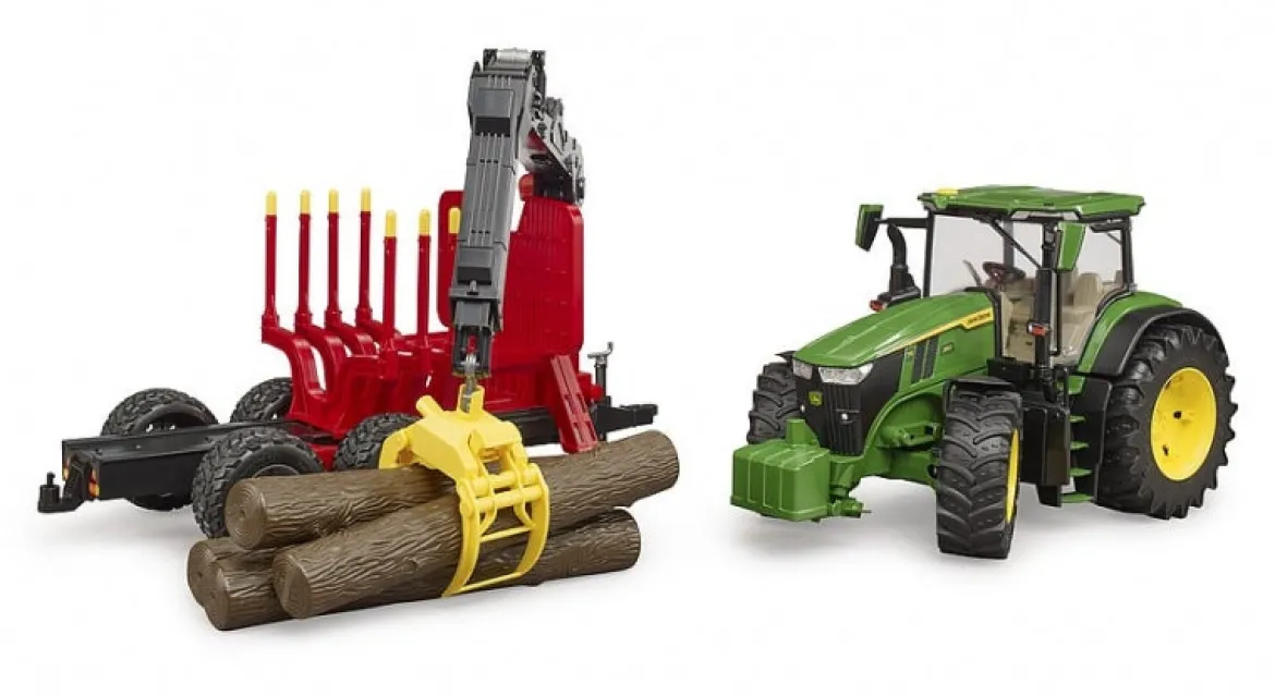 Bruder John Deere 7R 350 Traktori ja Metsäperävaunu