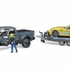 Bruder RAM 2500 Power Wagon ja Bruder Roadster Racing team ajoneuvo 1:16