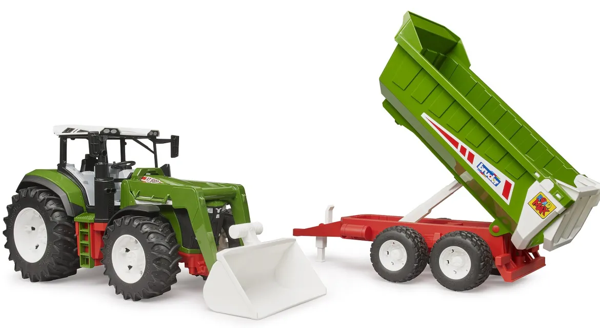 Bruder 03452 ROADMAX Traktori, Etukuormaaja ja Peräkärry