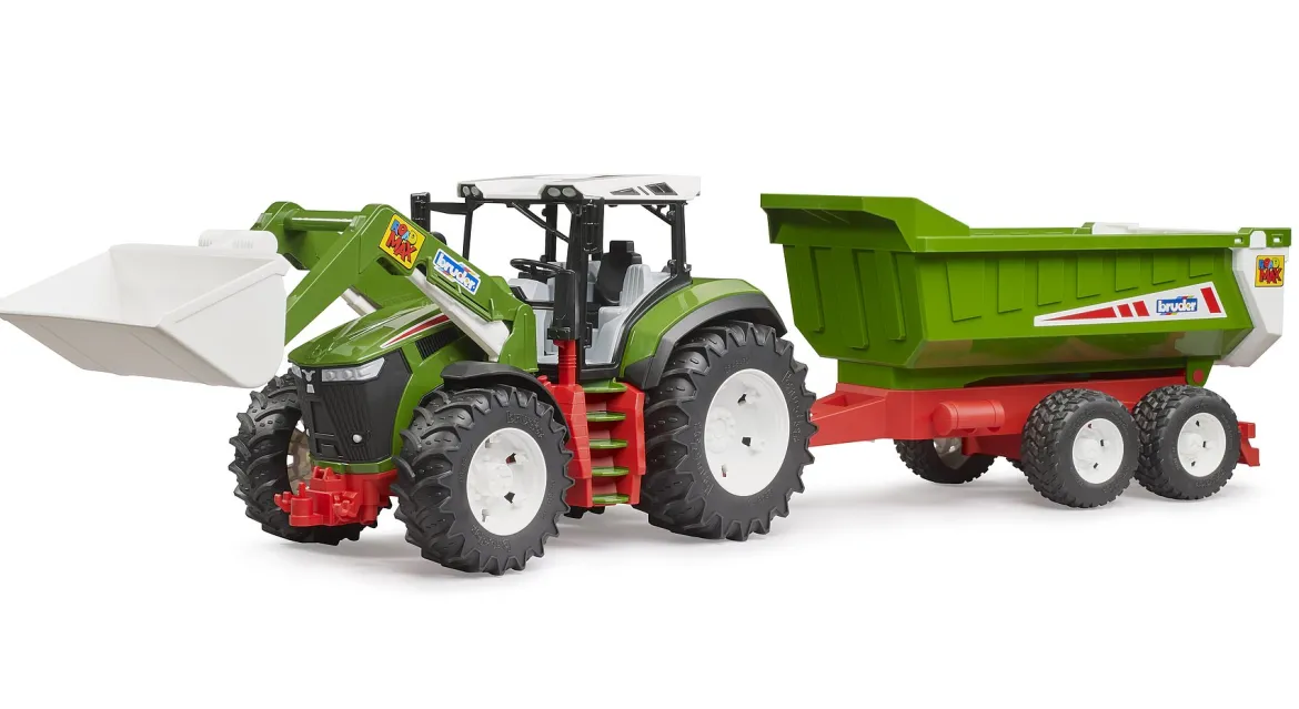 Bruder 03452 ROADMAX Traktori, Etukuormaaja ja Peräkärry