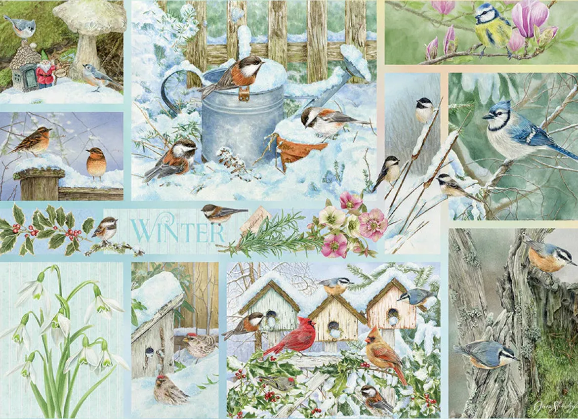 Cobble Hill 500 Palan Palapeli Garden Birds In Winter
