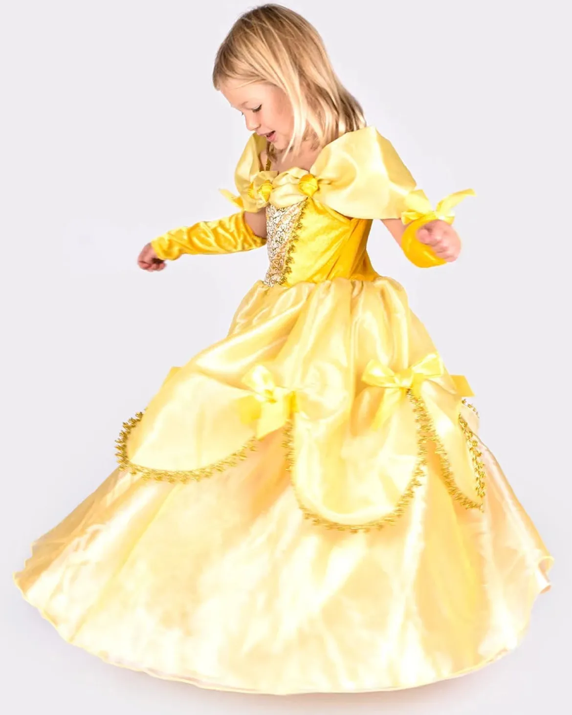 Den Goda Fen "Belle" Keltainen Prinsessamekko 6-8v 122-128cm