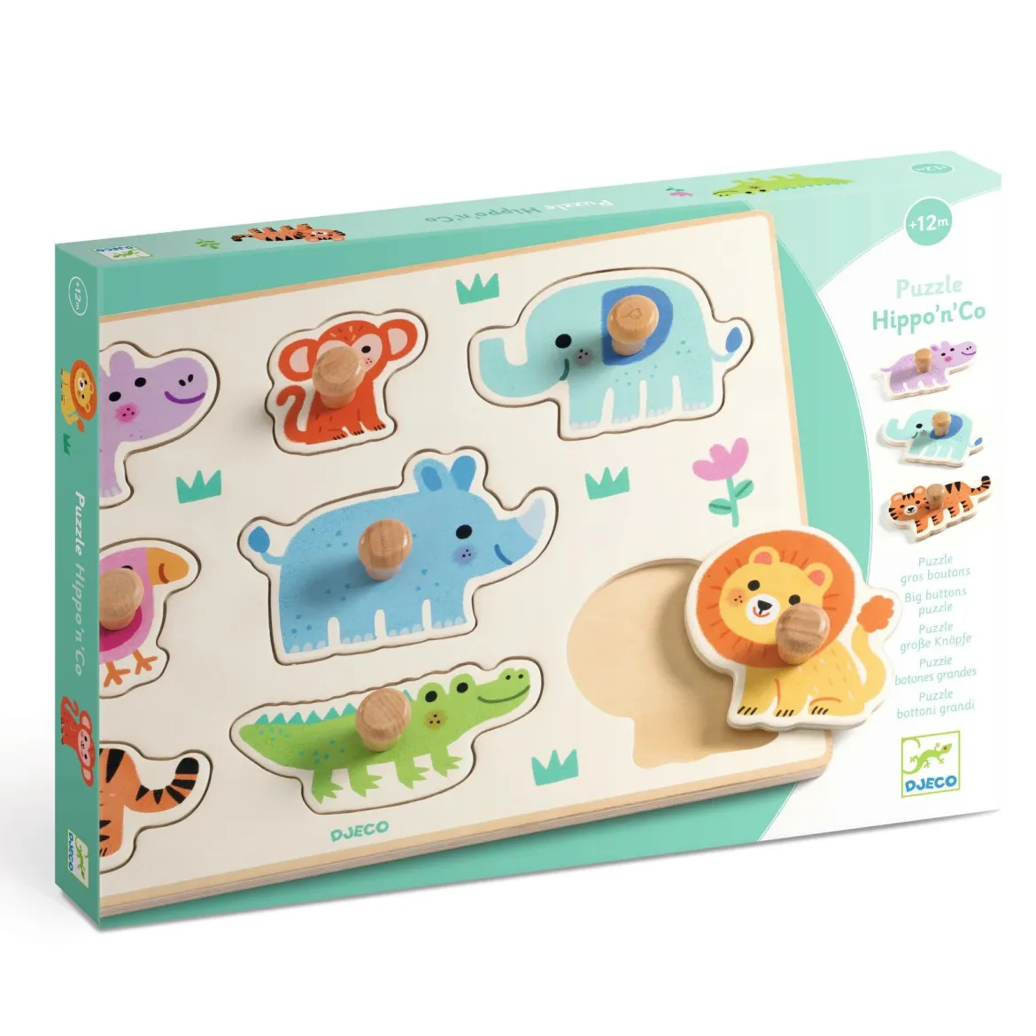 Djeco Puinen Nuppipalapeli Hippo'n' Co