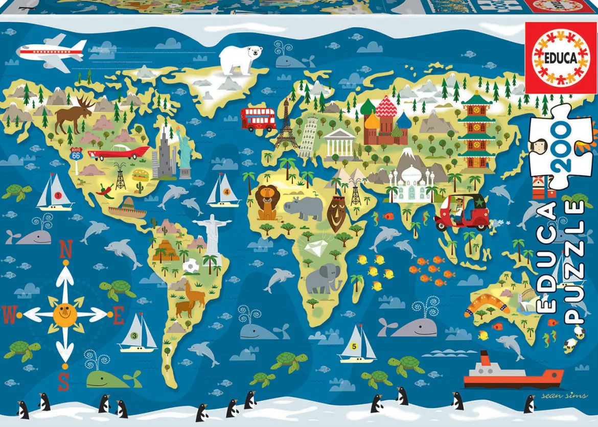 Educa 200 Palan Palapeli Maailmankartta