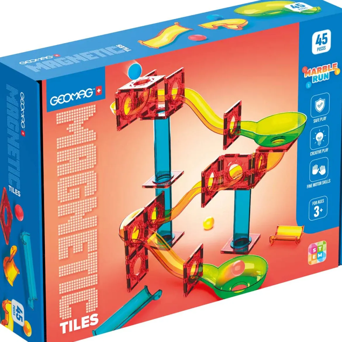 Geomag Magnetic Tiles Marble Run Rakennettava Magneettinen Kuularata 45 Osaa