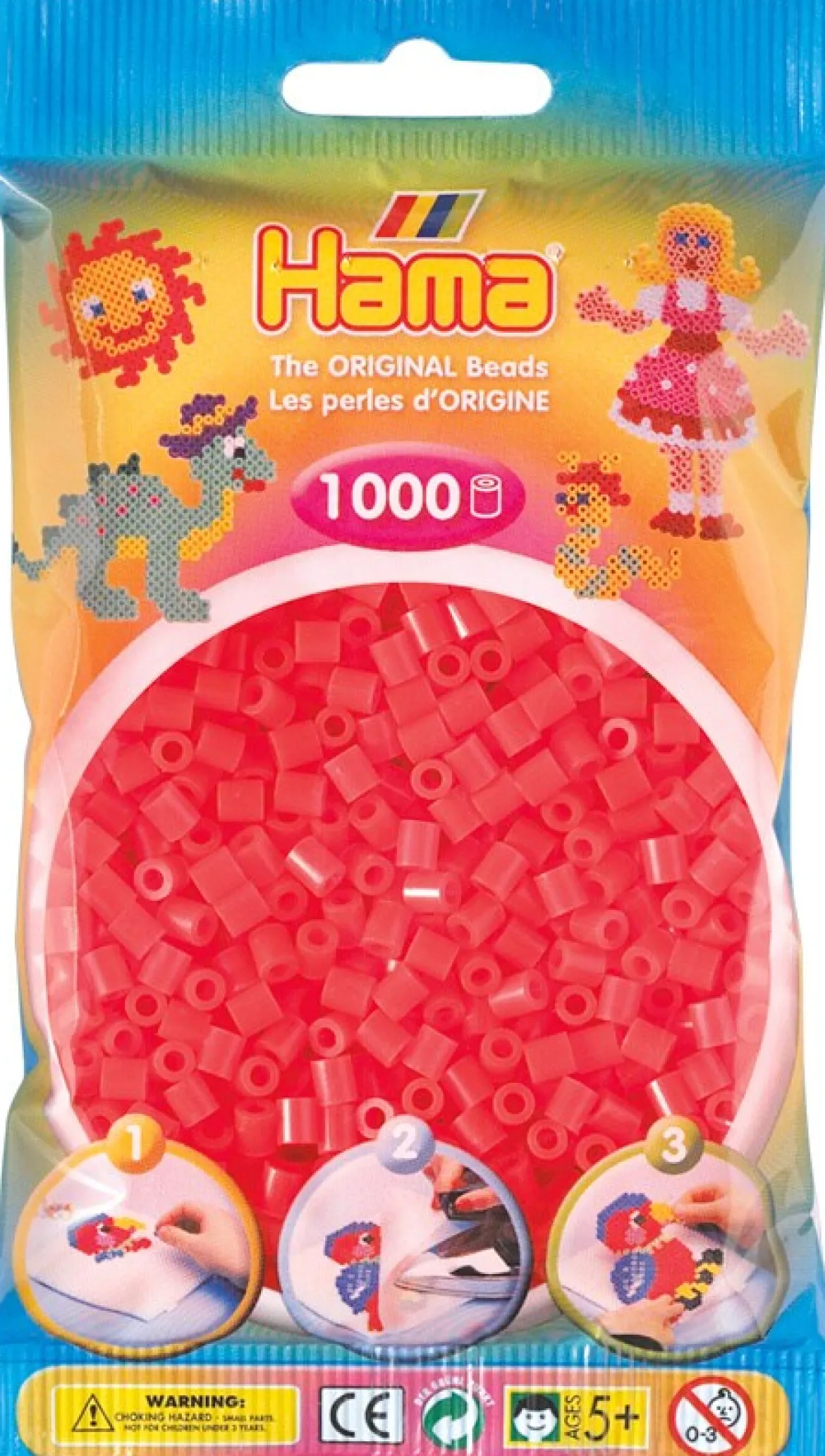 Hama Helmet Midi 1000 kpl Punainen Neon 207-35