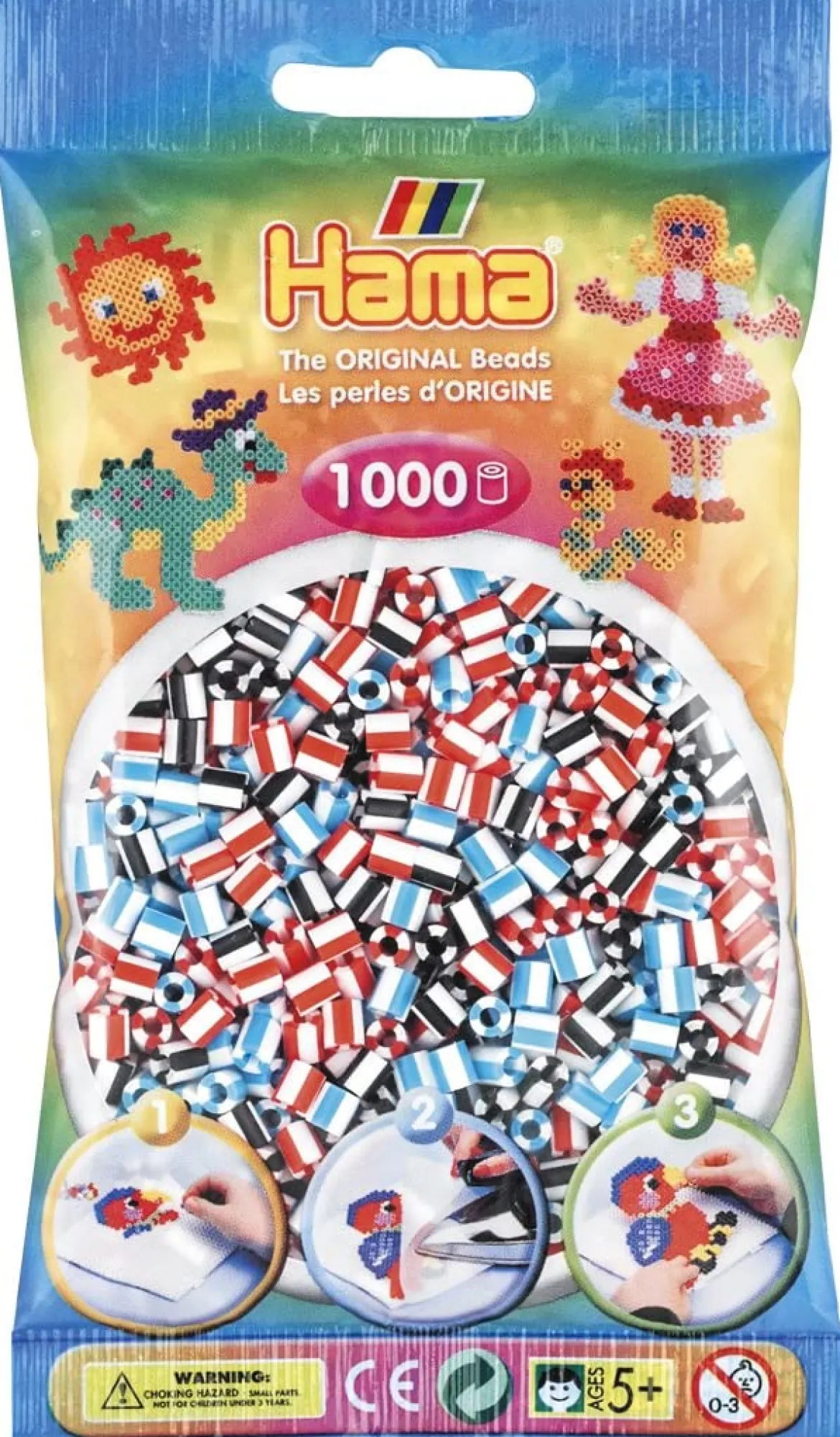 Hama Helmet Midi 1000 kpl Valkoraita mix 3 Väriyhdistelmää 207-91
