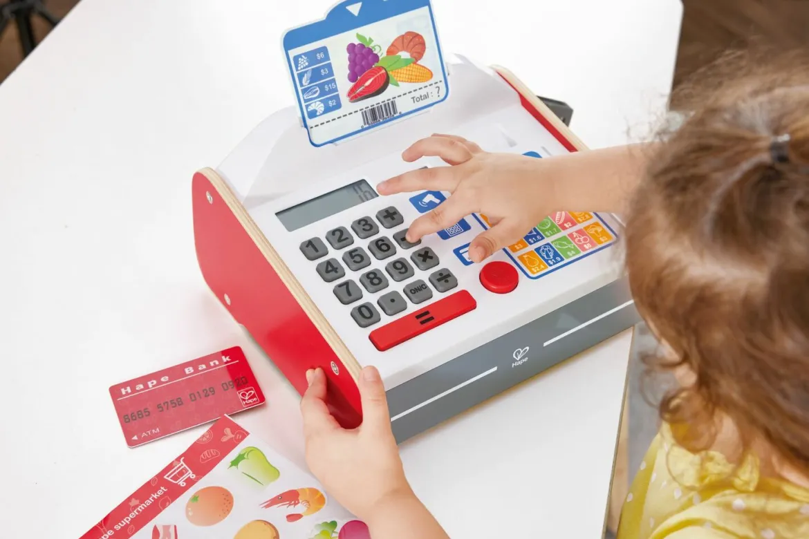 Hape Elektroninen Lasten Kassakone ja Rahat