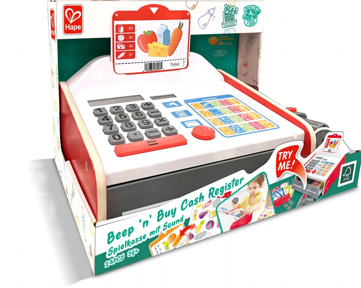 Hape Elektroninen Lasten Kassakone ja Rahat