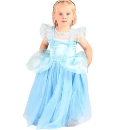 Lasten Prinsessamekko (Tuhkimo) + Hiuspanta 122-128 cm (6-8v)