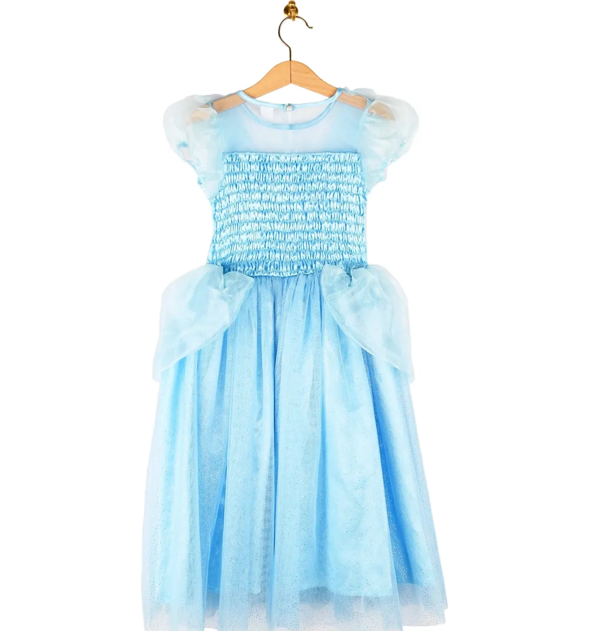 Lasten Prinsessamekko (Tuhkimo) + Hiuspanta 122-128 cm (6-8v)