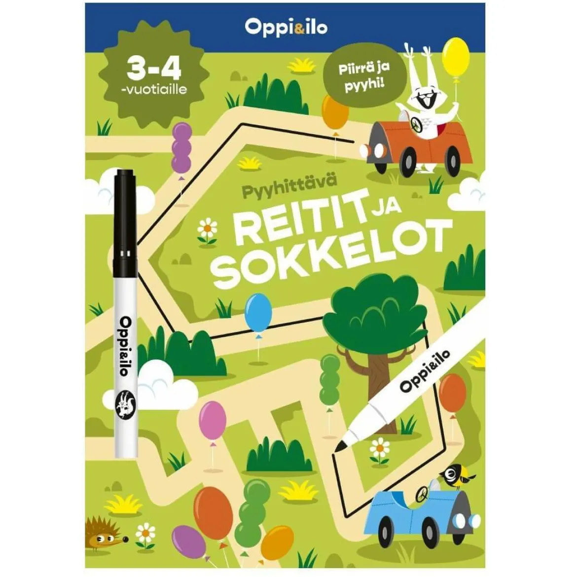 Oppi ja Ilo Pyyhittävät Reitit ja Sokkelot Puuhakirja