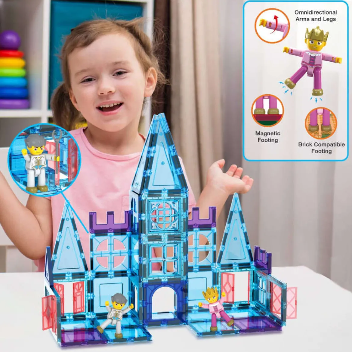 PicassoTiles Magneettinen 3D Rakennussarja Jäälinna 72 Osaa