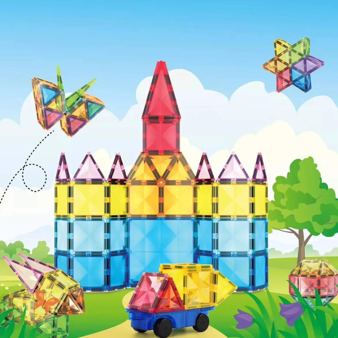 PicassoTiles Magneettinen 3D Rakennussarja 63 osaa