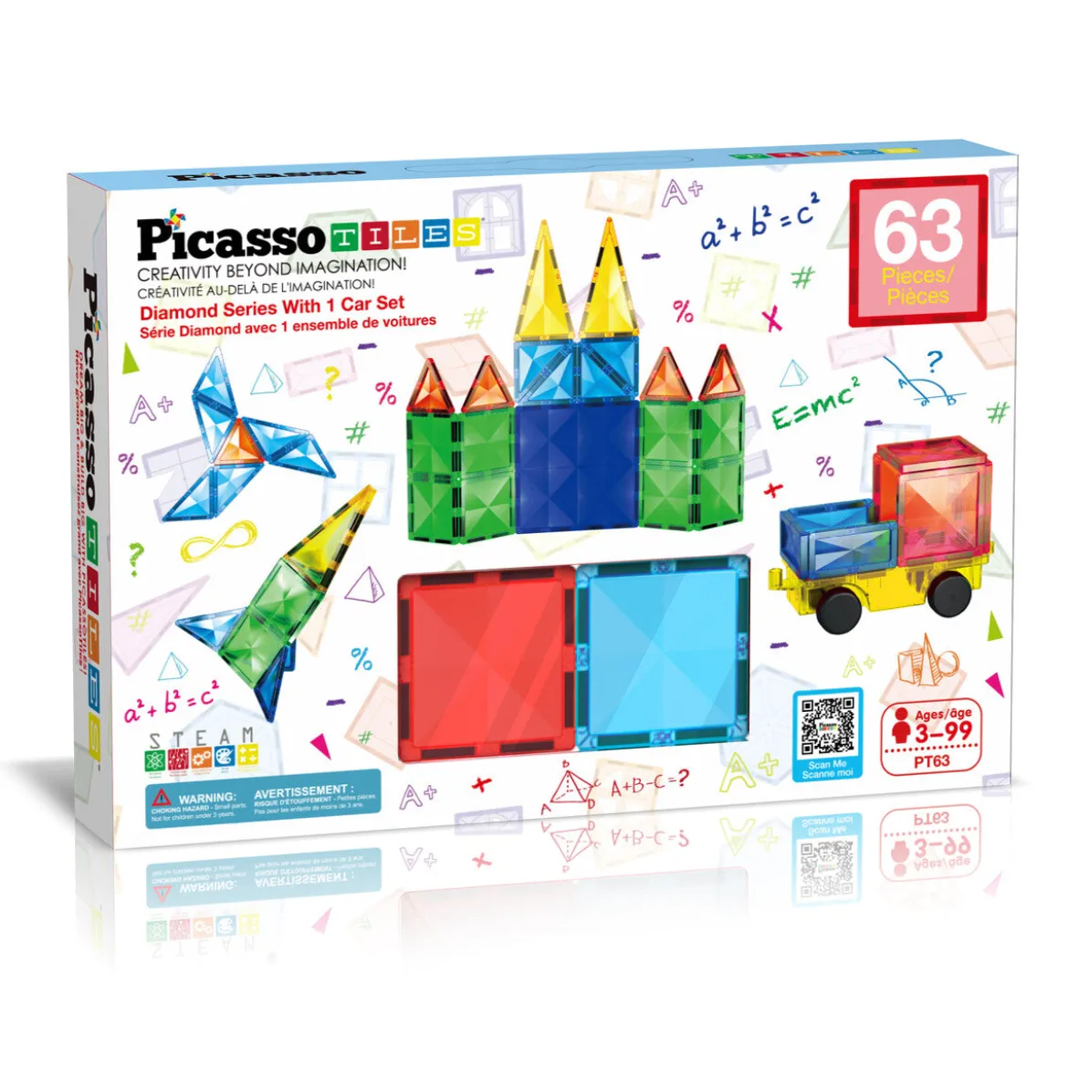 PicassoTiles Magneettinen 3D Rakennussarja 63 osaa