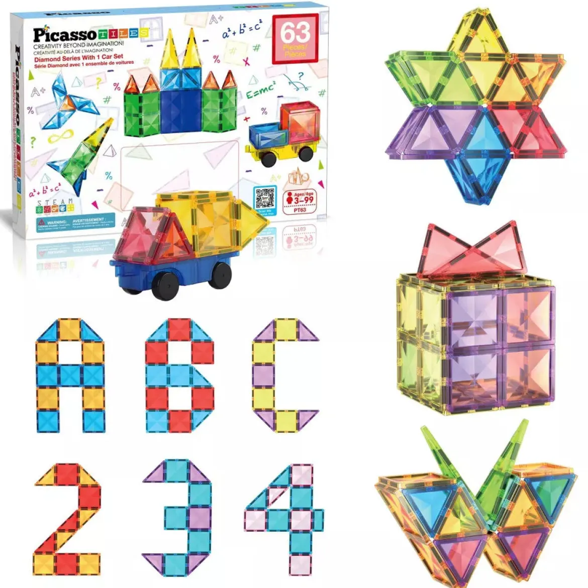 PicassoTiles Magneettinen 3D Rakennussarja 63 osaa