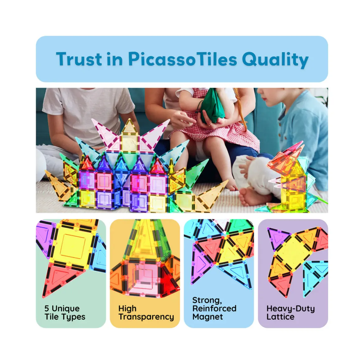 PicassoTiles Magneettinen 3D Rakennussarja 61 Osaa