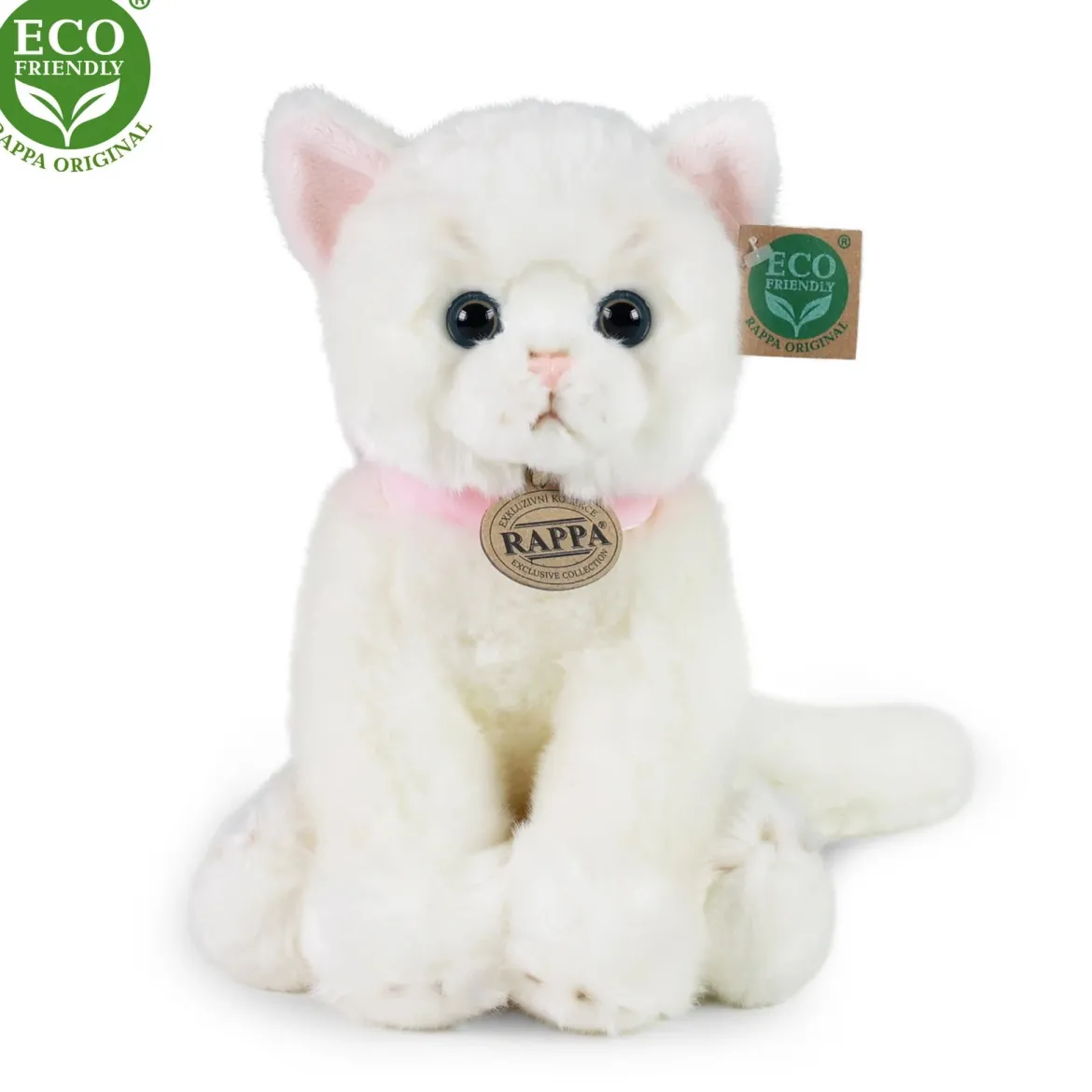 Rappa Eco Friendly Valkoinen Istuva Kissa Pehmolelu 30 cm