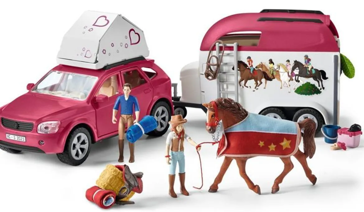 Schleich 42535 Seikkailu Autolla ja Hevoskuljetusvaunulla