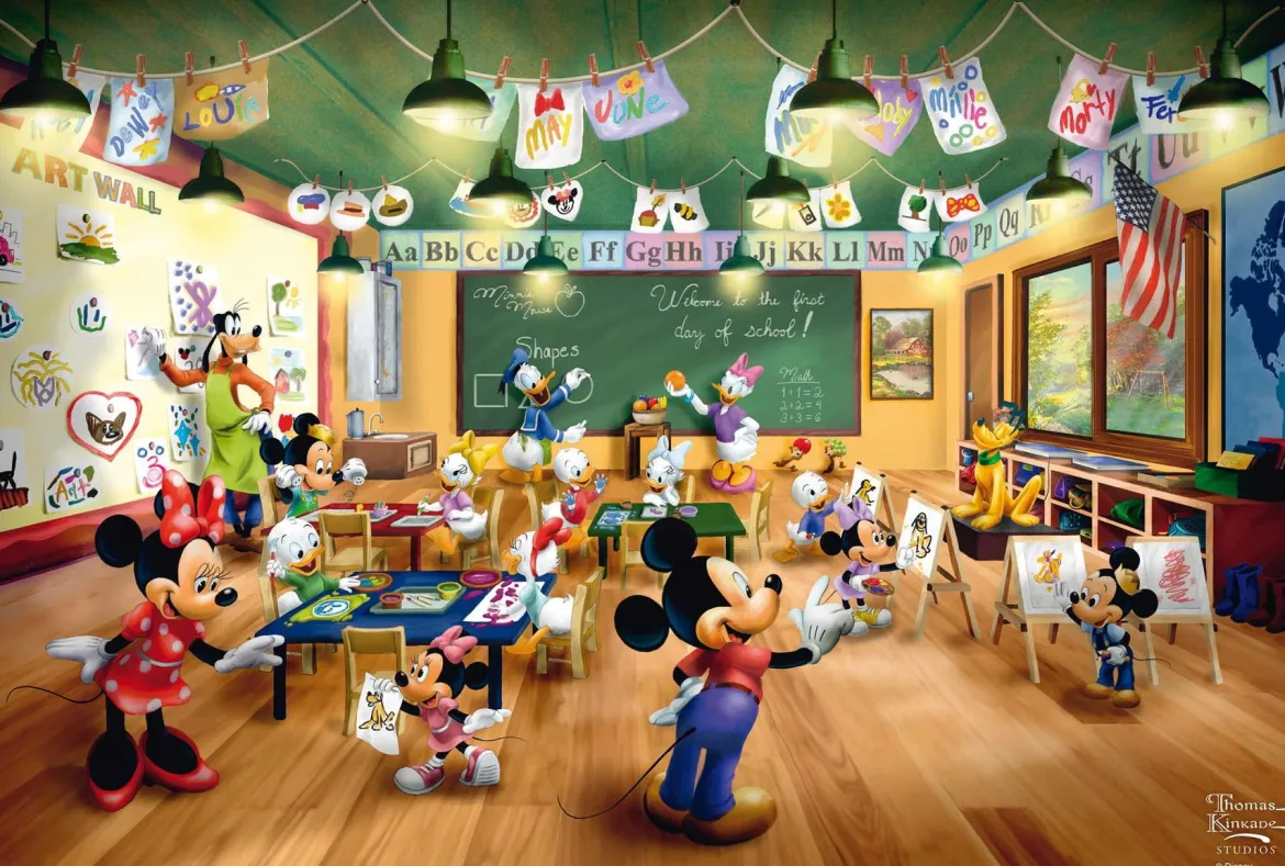 Schmidt Thomas Kinkade 200 Palan Palapeli Mickey And Minnie Schoolhouse
