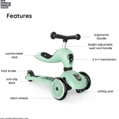 Scoot & Ride Potkulauta/Potkupyörä Highwaykick 1 Kiwi/Vaaleanvihreä