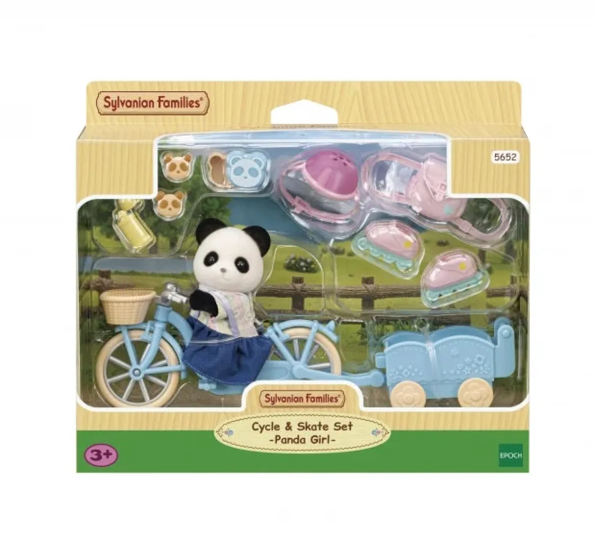 Sylvanian Families Pandatyttö Pyörä ja Rullaluistinsetti