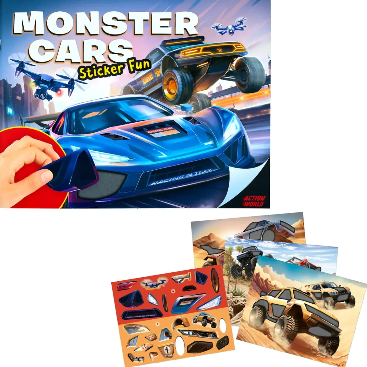 TOPModel Action World Monster Car Sticker Fun -Tarrakirja