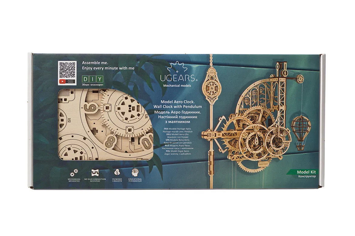 Ugears Model Aero Clock, Wall Clock With Pendulum