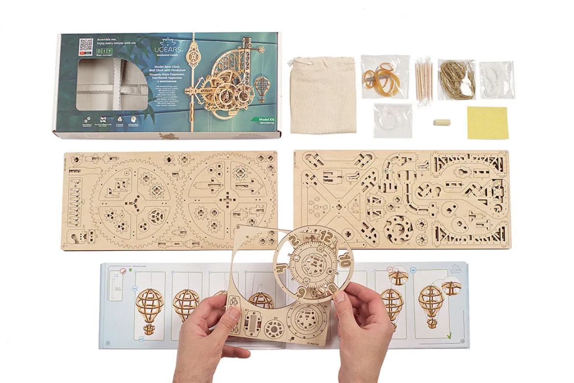 Ugears Model Aero Clock, Wall Clock With Pendulum
