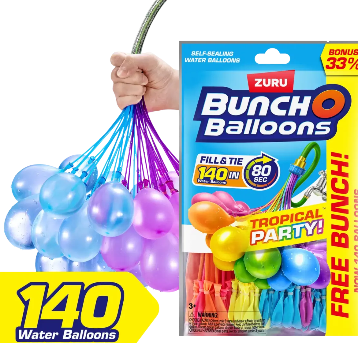 Zuru Bunch O Balloons Tropical Itsekiinnittyvät Vesi-Ilmapallot